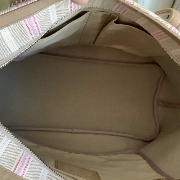 Coach Beige and Pink Striped Tote - Picture 3 of 5